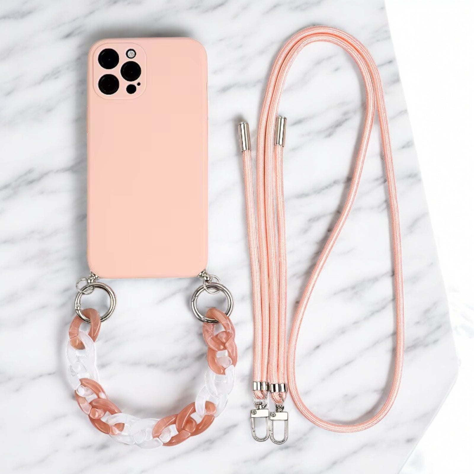 Custodia IPhone A Cuore Con Catena E Tracolla! Cover Glitterata Protegge Urti, Per 11/12/13/14/15/16 Pro E Plus